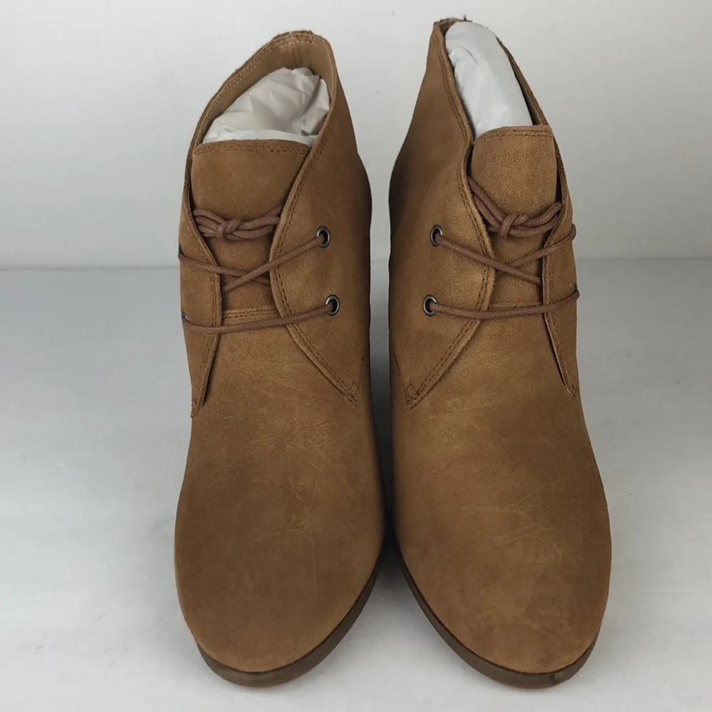 NEW Lucky Brand Shiijo Brown Lace Up Chic Ankle Boots Wedges 11